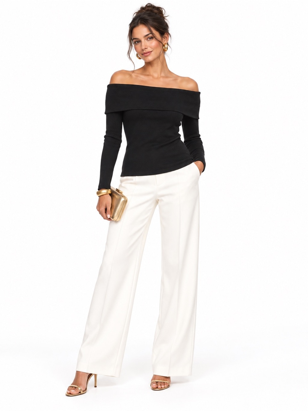 Alex Marie Black Off-the-Shoulder Knit Sweater